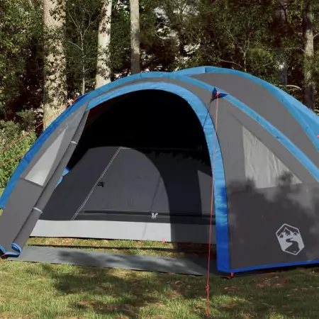 Tenda da Campeggio 4 Persone Blu 300x250x132 cm Taffetà 185T