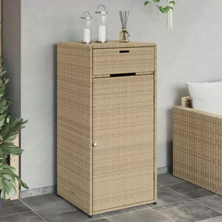 Armadietto Portaoggetti Giardino Beige 55x55x111cm Polyrattan