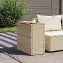 Tavolo da Giardino Piano in Legno Beige 58x27,5x55cm Polyrattan