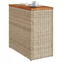 Tavolo da Giardino Piano in Legno Beige 58x27,5x55cm Polyrattan