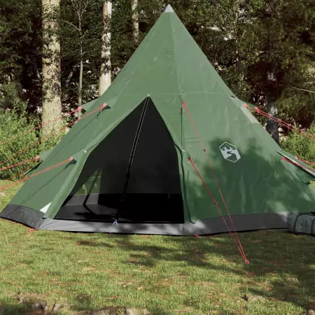 Tenda da Campeggio 4 Persone Verde 367x367x259 cm Taffetà 185T