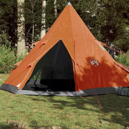 Tenda Campeggio 4Persone Grigia e Arancione 367x367x259 Taffetà