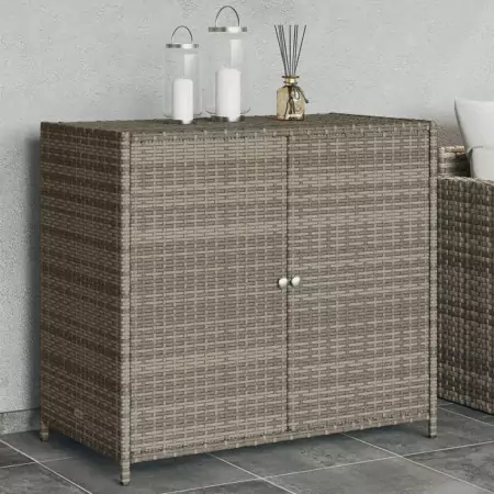 Armadietto Portaoggetti Giardino Grigio 83x45x76 cm Polyrattan