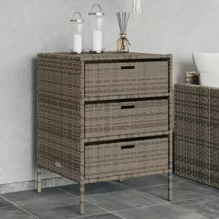 Armadietto Portaoggetti Giardino Grigio 55x59x80cm Polyrattan