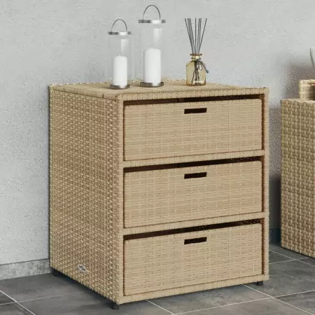 Armadietto Portaoggetti da Giardino Beige 55x59x69cm Polyrattan