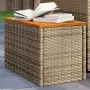 Tavolini Giardino 2pz Beige 55x34x37 Polyrattan Legno Massello