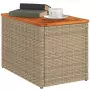 Tavolini Giardino 2pz Beige 55x34x37 Polyrattan Legno Massello