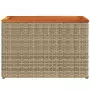 Tavolini Giardino 2pz Beige 55x34x37 Polyrattan Legno Massello