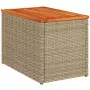 Tavolini Giardino 2pz Beige 55x34x37 Polyrattan Legno Massello