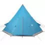 Tenda da Campeggio 4 Persone Blu 367x367x259 cm Taffetà 185T