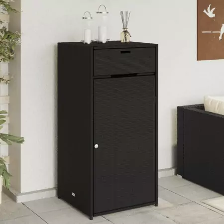 Armadietto Portaoggetti da Giardino Nero 55x55x111cm Polyrattan