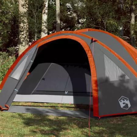 Tenda Campeggio 4Persone Grigia e Arancione 300x250x132 Taffetà