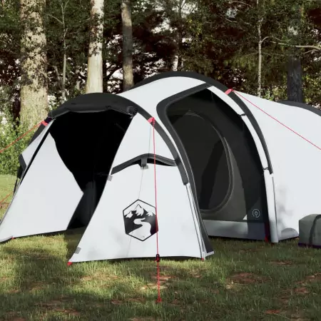 Tenda da Campeggio 3 Persone Bianca 370x185x116 cm Taffetà 190T