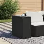 Tavolo da Giardino Piano in Vetro Nero 58x27,5x55 cm Polyrattan