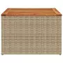 Tavolo da Giardino Beige 55x55x37 cm Polyrattan e Legno Acacia