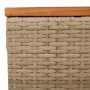 Tavolo da Giardino Beige 55x55x37 cm Polyrattan e Legno Acacia