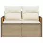 Divano da Giardino con Cuscini a 2 Posti Beige in Polyrattan