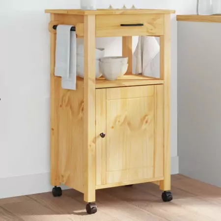 Carrello da Cucina MONZA 48x40x90 cm in Legno Massello di Pino