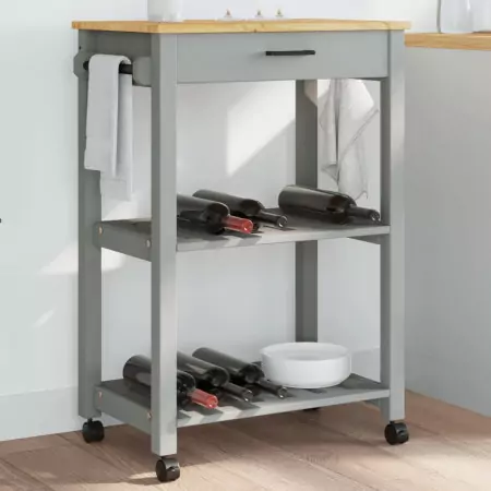 Carrello da Cucina MONZA 60x40x90 cm in Legno Massello di Pino