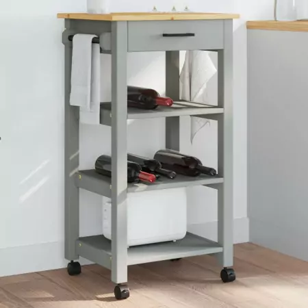 Carrello da Cucina MONZA 48x40x90 cm in Legno Massello di Pino