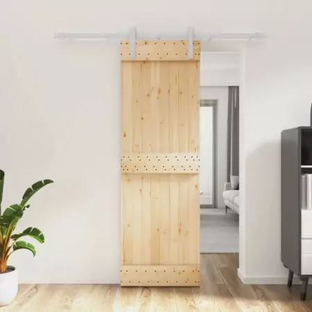 Porta Scorrevole con Set Hardware 70x210 cm Legno Massello Pino