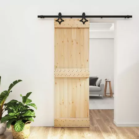 Porta Scorrevole con Set Hardware 70x210 cm Legno Massello Pino