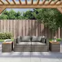 Tavolini Giardino 2pz Grigi 55x34x37 Polyrattan Legno Massello