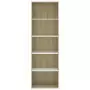 Libreria 5 Ripiani Bianco Rovere Sonoma 60x30x189cm Multistrato