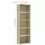 Libreria 5 Ripiani Bianco Rovere Sonoma 60x30x189cm Multistrato