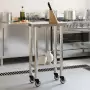 Tavolo da Lavoro Cucina con Ruote 55x30x85 cm in Acciaio Inox