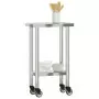 Tavolo da Lavoro Cucina con Ruote 55x30x85 cm in Acciaio Inox