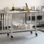 Tavolo da Lavoro Cucina con Ruote 110x55x85 cm in Acciaio Inox