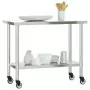 Tavolo da Lavoro Cucina con Ruote 110x55x85 cm in Acciaio Inox