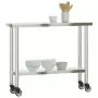 Tavolo da Lavoro Cucina con Ruote 110x30x85 cm in Acciaio Inox