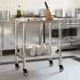 Tavolo da Lavoro Cucina con Ruote 82,5x55x85 cm in Acciaio Inox