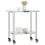 Tavolo da Lavoro Cucina con Ruote 82,5x55x85 cm in Acciaio Inox