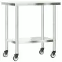 Tavolo da Lavoro Cucina con Ruote 82,5x55x85 cm in Acciaio Inox