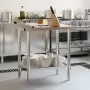 Tavolo Lavoro Cucina con Paraschizzi 82,5x55x93cm Acciaio Inox