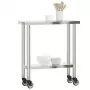 Tavolo da Lavoro Cucina con Ruote 82,5x30x85 cm in Acciaio Inox