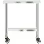 Tavolo da Lavoro Cucina con Ruote 82,5x30x85 cm in Acciaio Inox