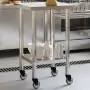 Tavolo da Lavoro Cucina con Ruote 55x55x85 cm in Acciaio Inox