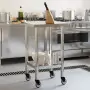 Tavolo da Lavoro Cucina con Ruote 55x55x85 cm in Acciaio Inox