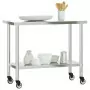 Tavolo da Lavoro Cucina con Ruote 110x55x85 cm in Acciaio Inox