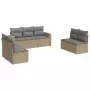 Set Divani da Giardino 7 pz con Cuscini Beige in Polyrattan