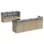 Set Divano da Giardino 8 pz con Cuscini Beige in Polyrattan