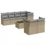 Set Divano da Giardino 8 pz con Cuscini Beige in Polyrattan