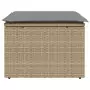 Sgabello Giardino con Cuscino Beige 55x55x37 cm in Polyrattan