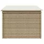 Sgabello Giardino con Cuscino Beige 55x55x37 cm in Polyrattan