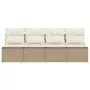 Divano da Giardino con Cuscini a 4 Posti Beige in Polyrattan