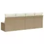 Divano da Giardino con Cuscini a 4 Posti Beige in Polyrattan